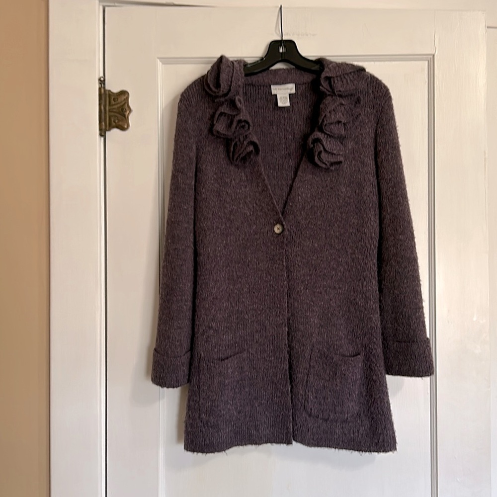 Soft surroundings alpaca blend purple heather single button cardigan S